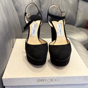 Jimmy Choo Black Suede Ankle Strap Heels